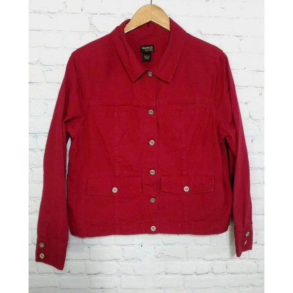 Guide Series Button Down Shirt Women's Large Red Long Sleeve - Picture 1 of 7
